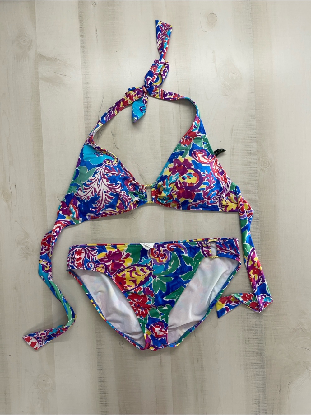 LAUREN RALPH LAUREN printed colorful bikini set halter 12 sexy vacation - Picture 3 of 7